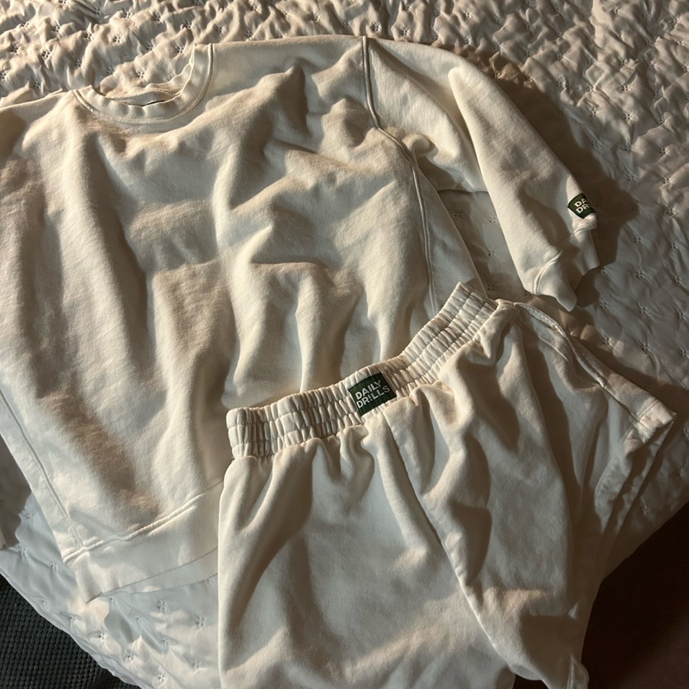 Daily Drills White Crewneck and Short Set